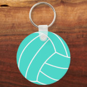 Turquoise; Blauwe Groene Volleybal Sleutelhanger (Voorkant)