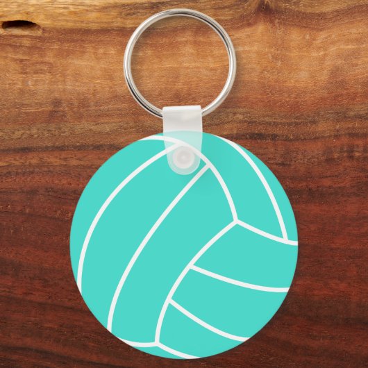 Turquoise; Blauwe Groene Volleybal Sleutelhanger (Voorkant)