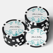 Turquoise blauwe huwelijks koppel naam datum flsty poker chips (Opstapeling)