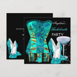 Turquoise Blauwe Huwelijksondertrouw Feest Schoene Kaart