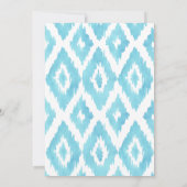 Turquoise Blauwe Ikat Bruiloft Kaart (Achterkant)