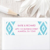 Turquoise Blauwe Ikat Etiket (Insitu)