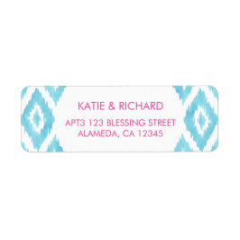 Turquoise Blauwe Ikat Etiket