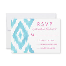 Turquoise Blauwe Ikat RSVP