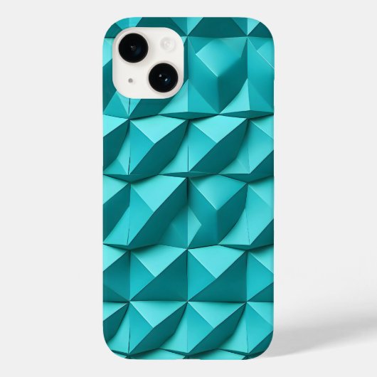 Turquoise Blauwe iPhone Hoes Minimalistisch 3D Des (Achterkant)