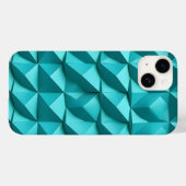 Turquoise Blauwe iPhone Hoes Minimalistisch 3D Des (Achterkant (horizontaal))