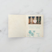 Turquoise Blauwe Ivoren Fotokaart Bedankt (Binnen)