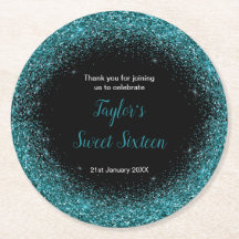 Turquoise blauwe jurk nepschittering Sweet 16 verj