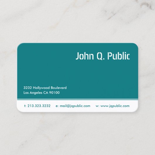 Turquoise blauwe kleur visitekaartje (Voorkant)
