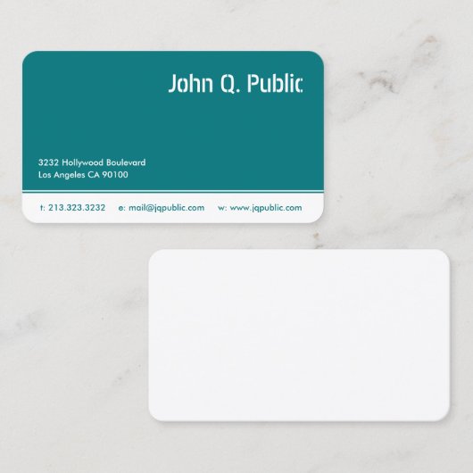 Turquoise blauwe kleur visitekaartje (Voorkant / Achterkant)