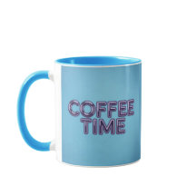 Turquoise Blauwe Koffietijd Paarse Tekst Mok