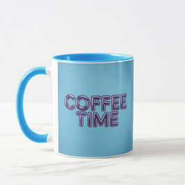 Turquoise Blauwe Koffietijd Paarse Tekst Mok