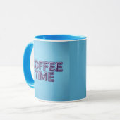 Turquoise Blauwe Koffietijd Paarse Tekst Mok (Voorkant links)