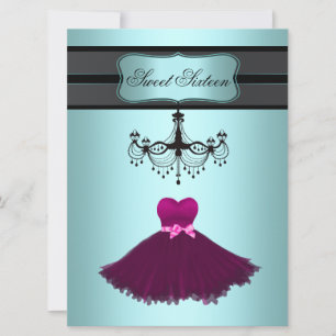 Turquoise Blauwe Kroonluchter Sweet Sixteen Verjaa Kaart