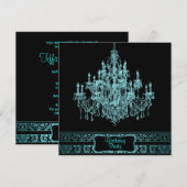 Turquoise Blauwe Kroonluchter Vrouw Jubileum Uitno Kaart (Voorkant / Achterkant)