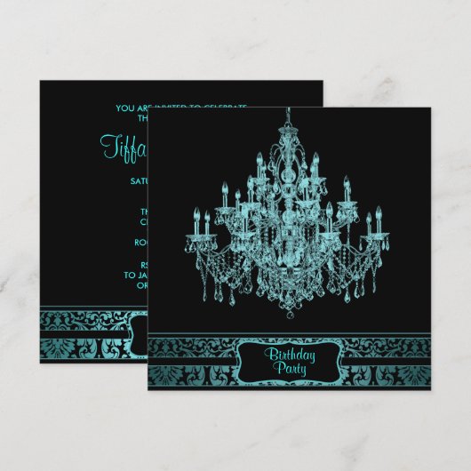 Turquoise Blauwe Kroonluchter Vrouw Jubileum Uitno Kaart (Voorkant / Achterkant)