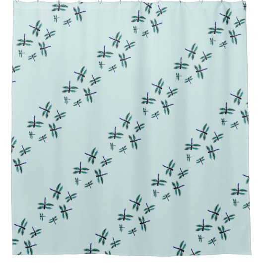 turquoise blauwe libel patroon douchegordijn (Voorkant)