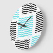 Turquoise blauwe lijn vierkanten grote klok (Hoek)