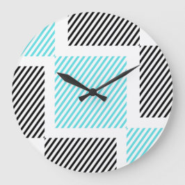 Turquoise blauwe lijn vierkanten grote klok
