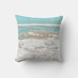 Turquoise Blauwe Lucht Oceaan Zee Golven Schuim Kussen