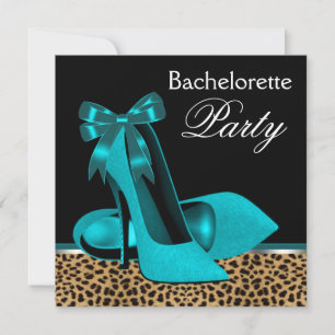 Turquoise Blauwe Luipaard Hoge Hakken Bachelorette Kaart