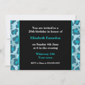 Turquoise blauwe luipaard print 20e verjaardag fot kaart (Achterkant)