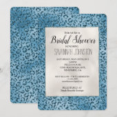 Turquoise Blauwe Luipaard Print Glitter Bruids Kaart (Voorkant / Achterkant)