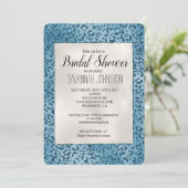Turquoise Blauwe Luipaard Print Glitter Bruids Kaart (Staand voorkant)