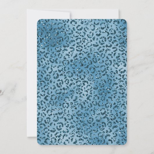 Turquoise Blauwe Luipaard Print Glitter Bruids Kaart (Achterkant)