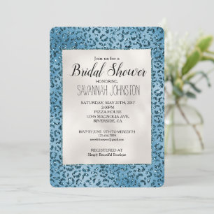 Turquoise Blauwe Luipaard Print Glitter Bruids Kaart