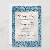 Turquoise Blauwe Luipaardprint Glitter Kaart (Voorkant)