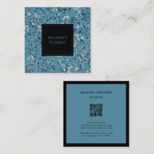 Turquoise Blauwe Madelief Moderne Trendy Bloem Blo Vierkante Visitekaartje