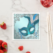 Turquoise Blauwe Maskerade Feest Servet (Insitu)
