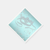 Turquoise Blauwe Maskerade Feest Servet (Hoek)