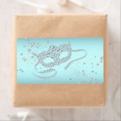 Turquoise Blauwe Maskerade Feest Waterfles Labels (Insitu)