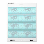 Turquoise Blauwe Maskerade Feest Waterfles Labels (Full Sheet)