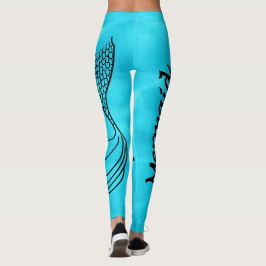 Turquoise blauwe Mermaid Squad Leggings (Achterkant)