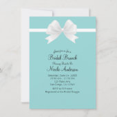 Turquoise Blauwe Minimalistische Witte Strik Bruid Kaart (Voorkant)