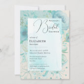 Turquoise Blauwe Moderne Bruidsdouche Print of Dig Kaart (Voorkant)