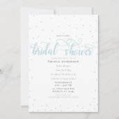 Turquoise Blauwe Moderne Minimale Script Bruids Sh Kaart (Voorkant)