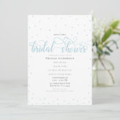 Turquoise Blauwe Moderne Minimale Script Bruids Sh Kaart (Staand voorkant)