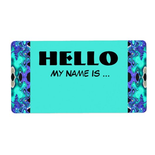 Turquoise Blauwe naambadge Etiket (Voorkant)