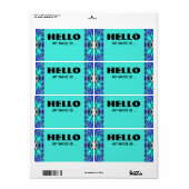 Turquoise Blauwe naambadge Etiket (Full Sheet)