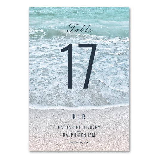 Turquoise blauwe oceaan bruiloft kaart (Voorkant)