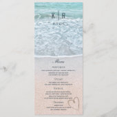 Turquoise Blauwe Oceaan Foto Bruiloft Menu Kaart (Voorkant)