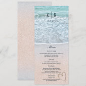 Turquoise Blauwe Oceaan Foto Bruiloft Menu Kaart (Voorkant / Achterkant)