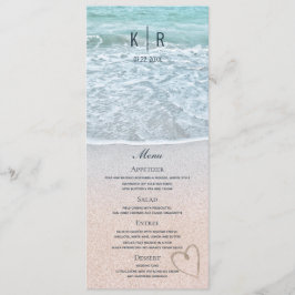 Turquoise Blauwe Oceaan Foto Bruiloft Menu Kaart