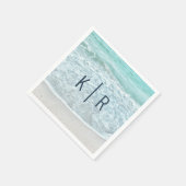 Turquoise blauwe oceaan monogram bruiloft servette servet (Hoek)