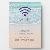 Turquoise Blauwe Oceaan Strand Wi-Fi Bord Fotoplaat (voorkant)