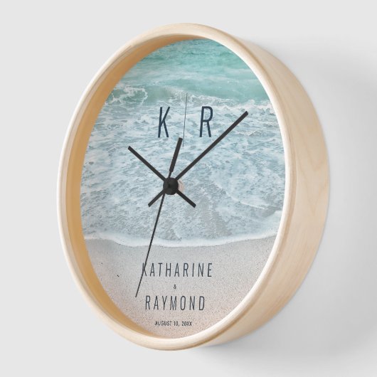 Turquoise Blauwe Oceaans Monogram Bruiloft (Hoek)